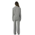 thumbnail image 3 of #FollowMe Womens Button-Down Pajama Pant Set with Notch Collar  Elegant & Comfortable Sleepwear (Grey / Cream Rayon Spandex, 2X), 3 of 3
