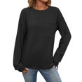 thumbnail image 2 of Tshirts Shirts for Women Women's Fashion Casual Basic Crewneck Long Sleeve Solid Color Tops, 2 of 6