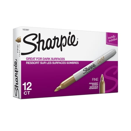 sharpie® metallic permanent markers  fine point  gold ink  pack of 11 incomplete 