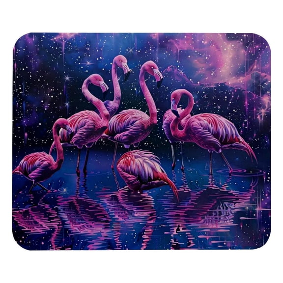 PhooArto Comfortable Mouse Pad Purple Galaxy Flamingos Desktop Mousepad , 21 x 25 cm Mouse Mat, Non-Slip Rubber Base, Improves Speed and Precision