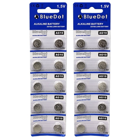BlueDot Trading AG10 LR54 LR1131 Alkaline Button Cell Batteries - 20 Pack, Long-Lasting Power