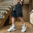thumbnail image 2 of MIXUE Mens Cargo Shorts Summer Solid Color Elastic Waist Drawstring Casual Holiday Wear,Black,XXXL, 2 of 3