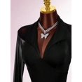 thumbnail image 5 of Women Black V-Neck Mesh Sleeve Bodycon Mini Dress, 5 of 9