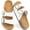 White, variant on Women's Comfort Flat Sandals Summer Cork Footbed Slides with Double Adjustable Buckle