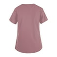 thumbnail image 3 of RPVATI Scrub Tops Women Stretchy Cute Solid Color Short Sleeve Summer V Neck Nurse Uniform Pocketed Workwear Holiday Stretchy Plus Size Shirts 2024 Rose Gold 4XL, 3 of 3