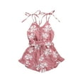 thumbnail image 2 of ITFABS Kid Girls Summer Sleeveless Romper V Neck Button Lace-up Print Jumpsuit, 2 of 8