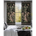 thumbnail image 3 of Black Spring Floral Sheer Curtains 39 Inch Length 2 Panels Set for Living Room/Bedroom, Elegant Pastoral Flowers Birds Retro Art Kitchen Curtains Grommet Curtains Window Treatments 27.5"x39"x2, 3 of 7