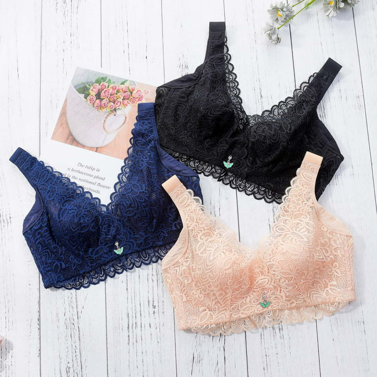 CLZOUD Lively Bras for Women Blue Polyester Ladies Lightweight Full Cup  Plus Size Lingerie Push Up Bra Lace Bra Underwear 36C