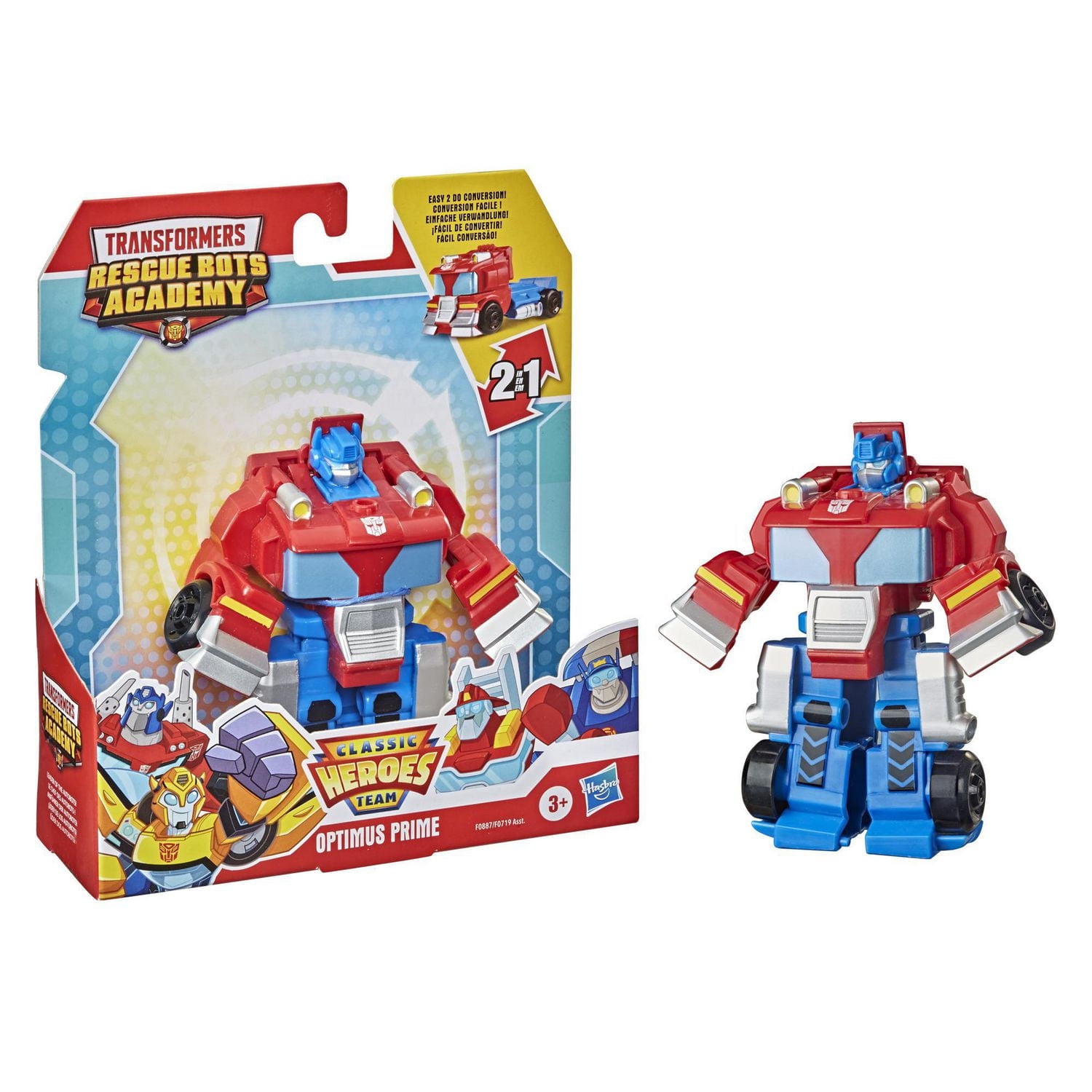 Playskool Heroes Transformers Rescue Bots Academy Classic Heroes Team Optimus Prime Converting Toy, 4.5-Inch Action Figure, Ages 3 and Up