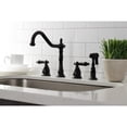 thumbnail image 3 of Kingston Brass KS1795PKLBS Duchess Double-Handle 4-Hole Widespread Kitchen Faucet with Brass Sprayer in Oil Rubbed Bronze, 3 of 8