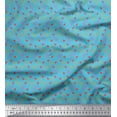 thumbnail image 1 of Soimoi Blue Modal Satin Fabric Leaves & Heart Print Fabric by the Yard 42 Inch Wide, 1 of 3