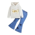 thumbnail image 2 of LNMQLPDBS Girls Hoodie Set Toddler Cute Graphic Pullover and Flared Jean Kids Casual 2 Piece Set Sweatshirt with Denim Pants Matching Set for Outdoor School Daily Wear, 2 of 4