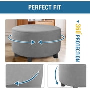 Round Ottoman Storage Cover Folding Stool Covers Furniture Protector Cover for Footrest Ottoman Fit Dia 20 - 23 light Gray