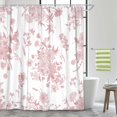 thumbnail image 4 of Pink Floral Botanical Shower Curtain, Vintage Retro Boho Floral Blossom Pattern Aesthetic Flower Shower Curtains for Bathroom, Fabric Bathroom Decor Shower Curtain Set with Hooks,70X75, 4 of 6