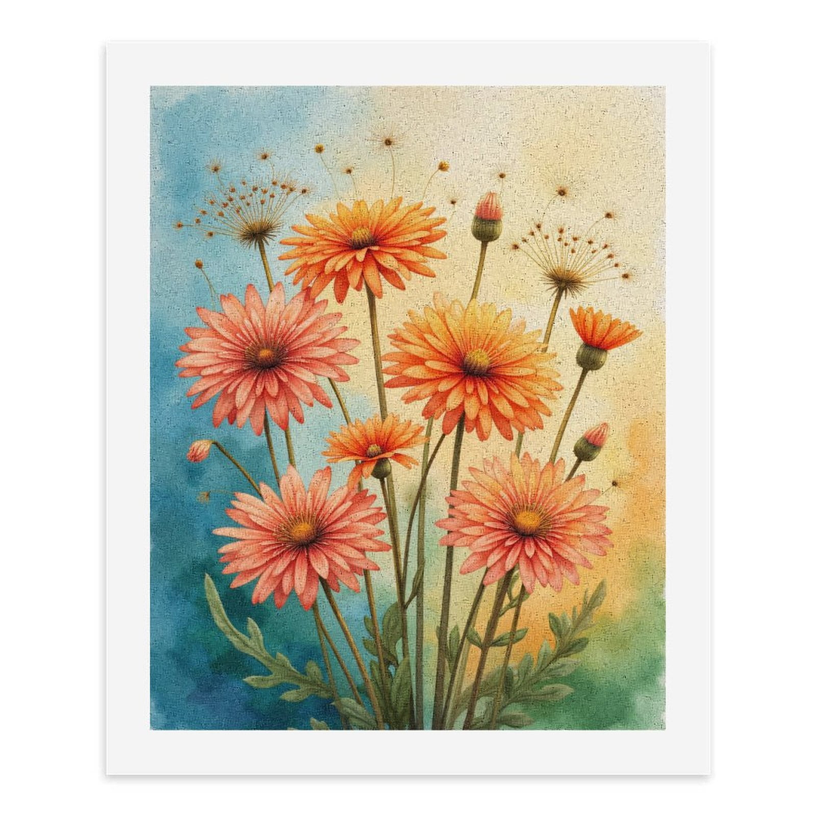Paint By Numbers Kit for Adults Beginner - DIY Orange Bloom Watercolor Art Botanical Canvas Painting Kits for Adults, Frameless Paint By Number for Adults for Home Wall Decor 16x20 Inch