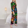 thumbnail image 3 of Pofeuu Traditional Floral Polish Print Womens Pajamas Set Long Sleeve Sleepwear Button Down Nightwear Soft Pj Lounge Sets Button Down Pajamas Women-XX-Large, 3 of 7