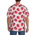 thumbnail image 3 of Uemuo Strawberry Pattern Cotton Linen Short Sleeve Shirts,Casual Lightweight Button Down Shirts,Vacation Beach Summer Tops-4X-Large, 3 of 7