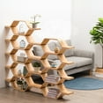 thumbnail image 4 of BALANBO Honeycomb Wall Mounted Floating Shelves Set of 9, Hexagon Modular Wooden Storage Shelf for Living Room, Display Rack for Decor, Natural, 4 of 11