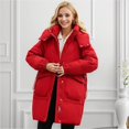 thumbnail image 3 of Gibobby Chamarra larga para mujer, Abrigos de invierno para mujer sobre la rodilla de longitud media con capucha, chamarra acolchada ligera y holgada(Rojo,XG), 3 of 5