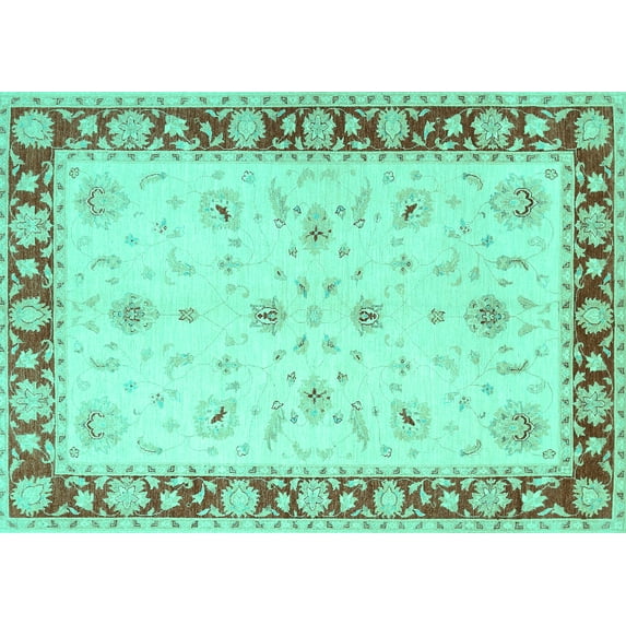 Ahgly Company Indoor Rectangle Persian Turquoise Blue Traditional Area Rugs, 5' x 8'