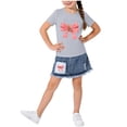 thumbnail image 2 of hengsof Ensemble Deux Pièces Jupe à Manches Courtes Imprimé Ours avec Nœud Doux pour Filles, Jupe à Manches Courtes Col Rond Taille Élastique Ensemble Décontracté Confortable, 2 of 6