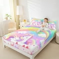 thumbnail image 4 of jejeloiu Happy Birthday Bed Sheets,Cute Unicorn King Sheets,Colorful Stars Rainbow Sheet Set For Girl Kids,Microfiber Bedroom Decor,4pcs, 4 of 7