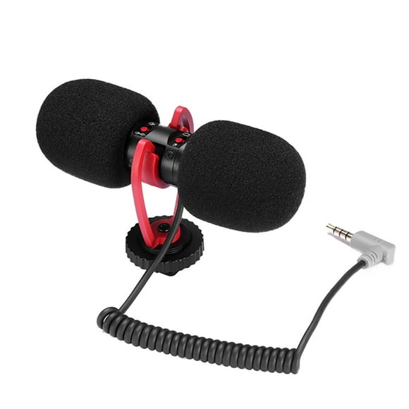 SAIREN T-MIC Dual-Head Mini Microphone Super-Cardioid Stereo Record Mic 3.5mm TRRS Plug for DSLR Camera Smartphone Video Vlog
