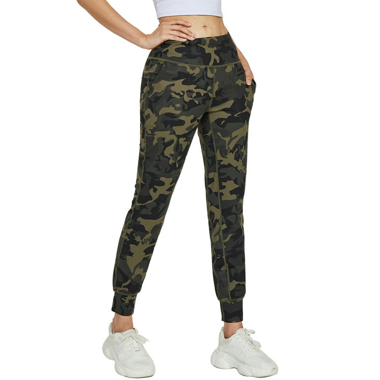 FEDTOSING Fit Joggers for Women High Waist Tapered Sweatpants Green Camo,up  to Size XL 