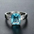 thumbnail image 2 of Light Blue Princess Cut AAA CZ Wedding Band 925 Silver Engagament Ring Size 6-10, 2 of 5