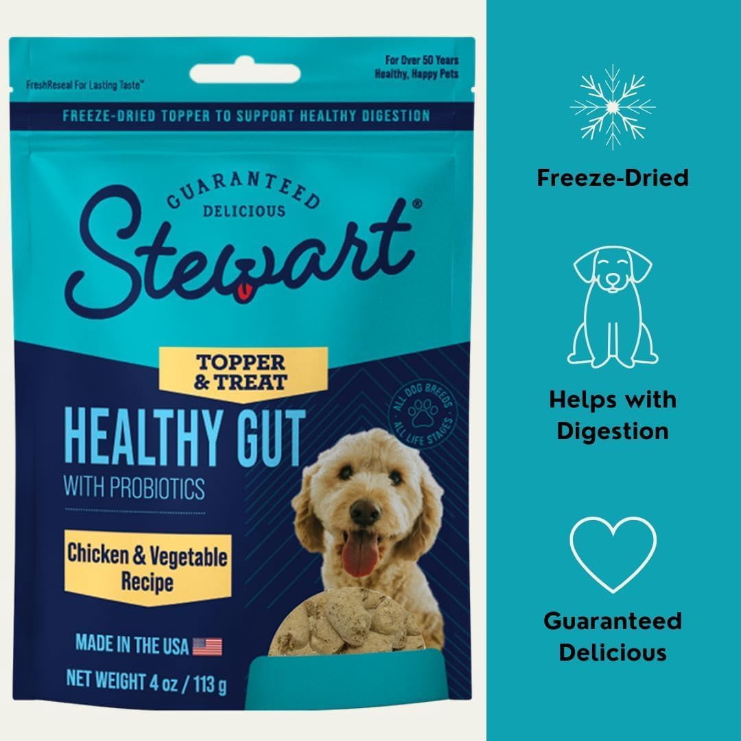 Stewart Freeze Dried Dog Food Topper Chicken & Vegetable (Healthy Gut) - 8 oz. Pouch