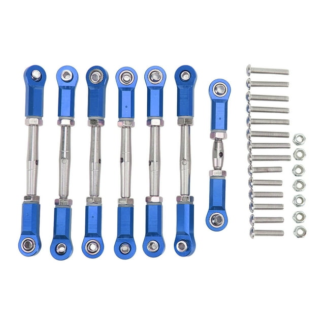 7 Uds RC conjunto de varillas de amarre aleación de aluminio duradero conveniente Metal RC coche varilla de enlace conjunto para Traxxas 1/10 RC camión corto azul