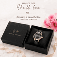 thumbnail image 7 of Jessica Simpson Women’s Black Watch – Leather Band Dress Watch with Faceted Crystal Dial, Quartz Movement, Elegant Fashion Wristwatch for Women, 7 of 7