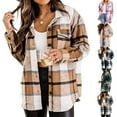 thumbnail image 4 of FAVIPT 2024 Womens Long Sleeve Plaid Shirts Shacket,Flannel Shacket Jacket for Women Casual Plaid Wool Blend Button Down Long Sleeve Shirt Fall Clothes Outfits, 4 of 4