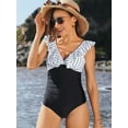 thumbnail image 5 of Charmo Women's One-Piece Swimsuit Ruffle Bathing Suit with Tummy Control Sexy Monokini Swimwear, 5 of 8