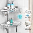 thumbnail image 2 of 6-Tier Corner Shower Caddy Tension Pole, Adjustable Shower Tension Rod Organizer, Floor to Ceiling Shower Caddy 25-114.2 inch, Silver, 2 of 15