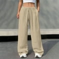 thumbnail image 5 of WHLBF UTTOASFAY Pants for Women Elastic Waist Straight Leg Pants Pull-On Solid Color with Trousers with Pockets Casual Ankle Pants Beige XXXL, 5 of 9