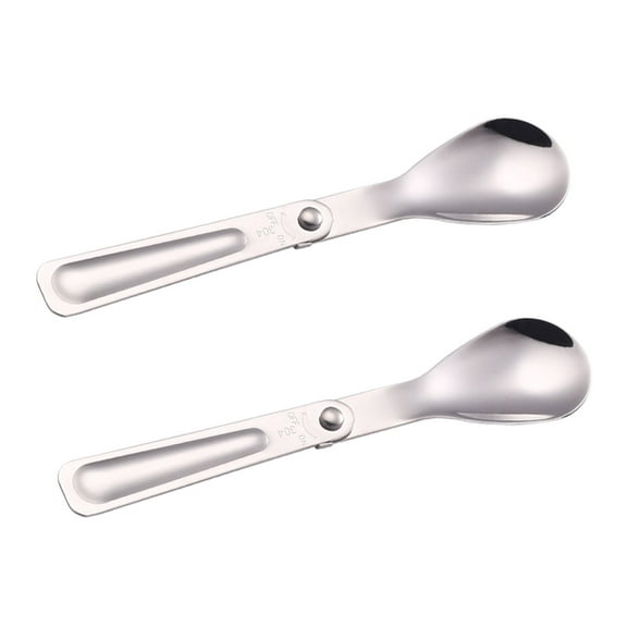 2 PCS Flatware Stainless Steel Spoon Portable Spoon Insulated Food Container Kids Foldable Cutlery Foldable Spoon Travel