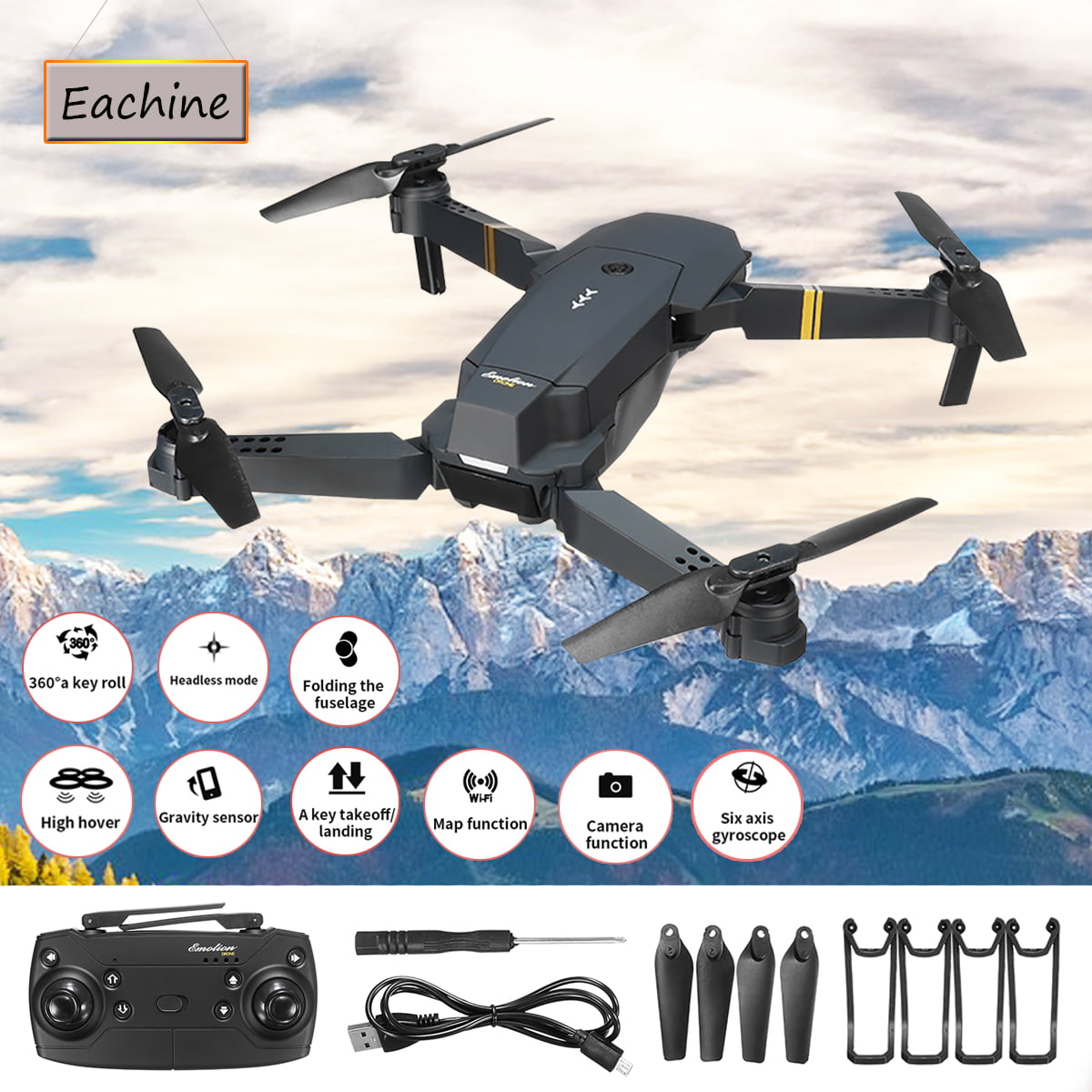Bag E58 x Pro Drone WIFI FPV 1080P Cam Foldable Selfie RC Quadcopter 2 Battery 