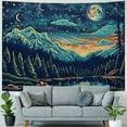 thumbnail image 4 of Shiartex  Starry Night Tapestry, Inspired Lake Mountain Moon Stars Wall Hanging, Colorful Cloud Forest  Tapestries for Bedroom, Living Room  Painting, 4 of 6