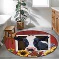 thumbnail image 4 of Area Rug 48in, Red Barn and Farmhouse Milk Cow Floor Carpet Living Room Rug, Farm Animal Retro Sunflower Floral Non-Slip Welcome Mat Indoor Rugs for Bedroom Dining Room, 4 of 9
