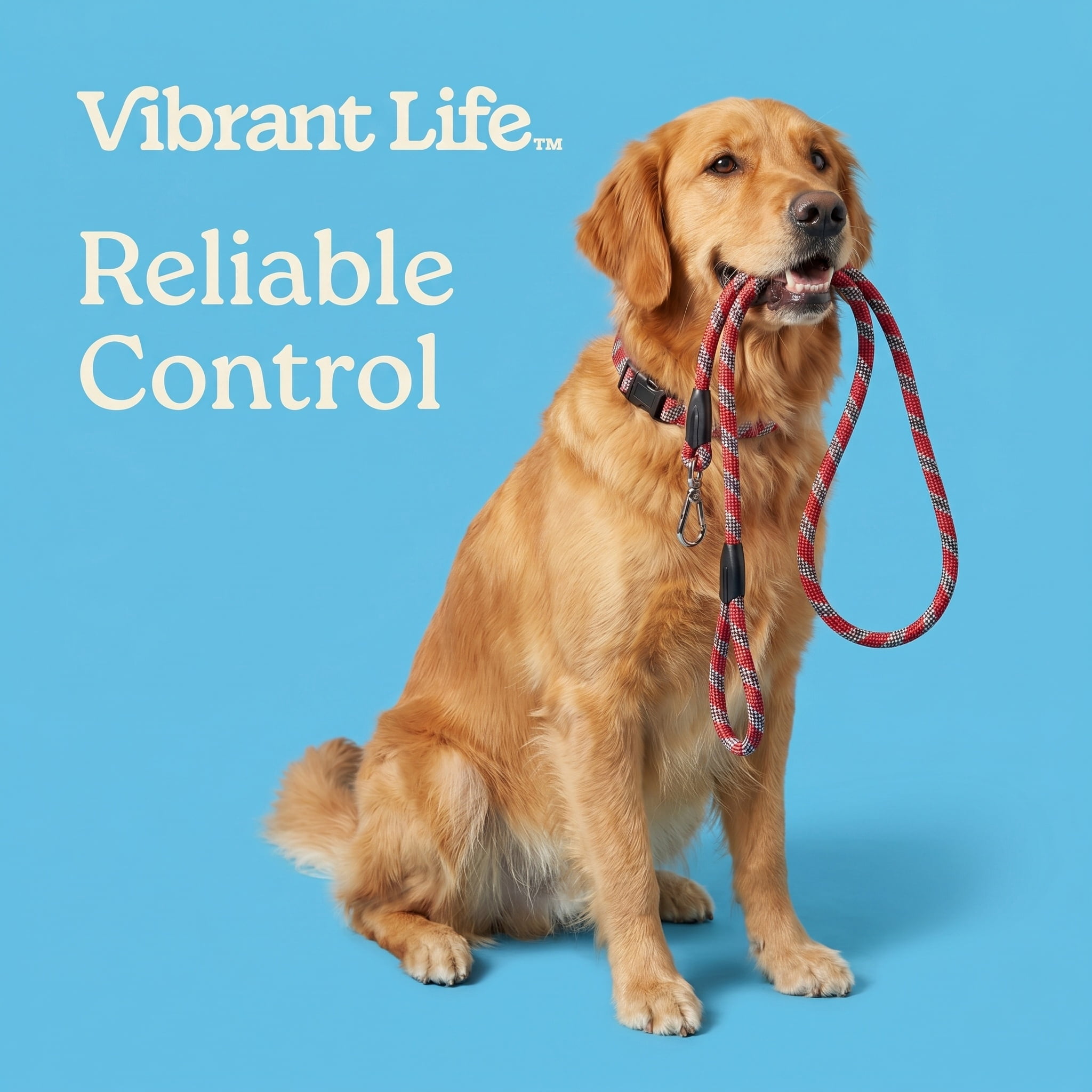 Vibrant Life 6' Reflective Rope Leash, Red and White, L