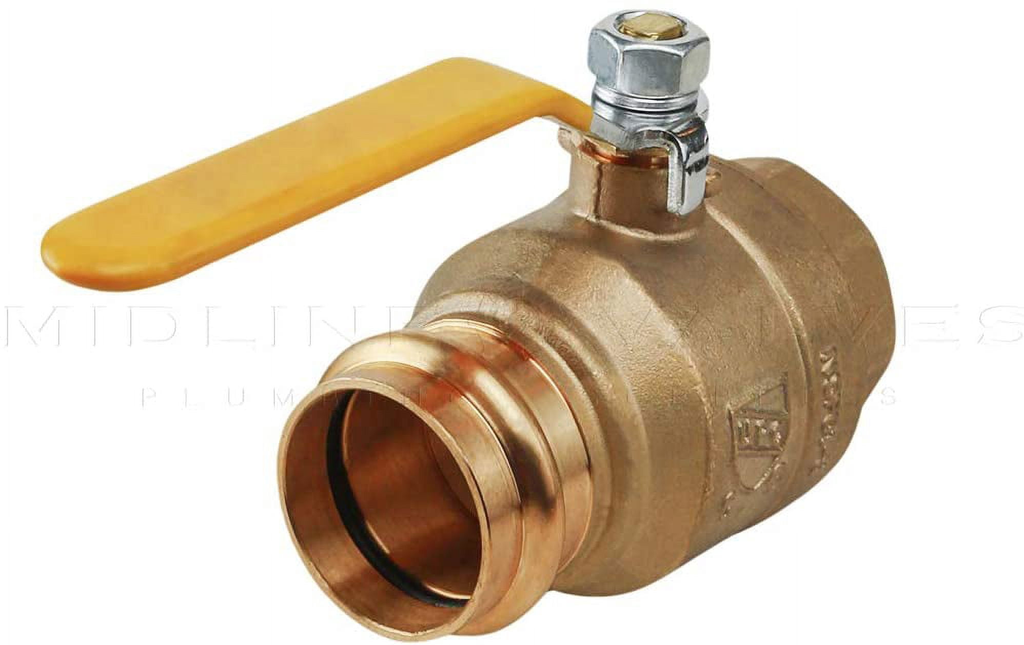 Midline Valve 542001VLVF-5 Premium Adapter Ball Valve, with 1 in. Press x FIP Connections, Brass (Pack of 5)