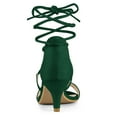 thumbnail image 3 of BLISSFUL STEP Women's Open Toe Kitten Heel Lace Up Sandals Green 9.5, 3 of 7