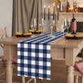 thumbnail image 2 of Navy Blue Check Table Runner 70 Inches Long, Farmhouse Buffalo Plaid Blue Cotton Linen Table Runners Dresser Scarves, Decorative Fabric Tabletop Scarf Furniture Cover for Home Dinner Party 13"x70", 2 of 8