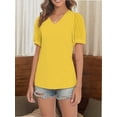 thumbnail image 5 of Womens Summer Tops Short Sleeve V Neck T Shirts Swiss Dot Puff Sleeve Tops Loose Casual Tshirts, 5 of 5