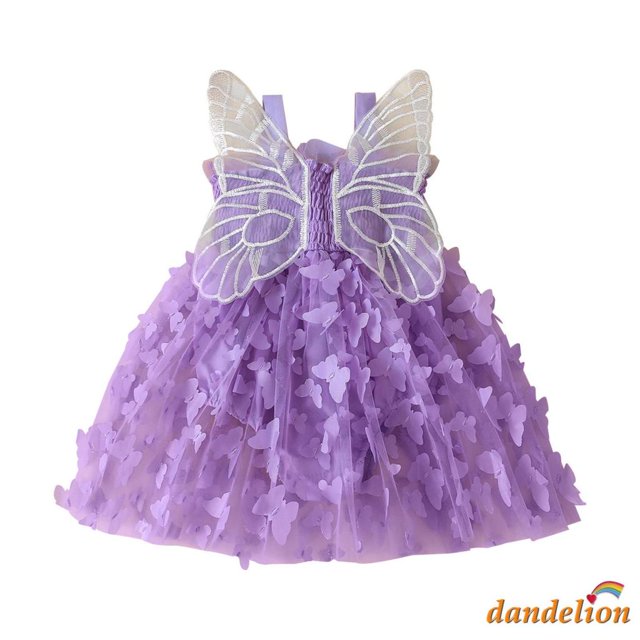 * 0-24 Meses Bebé Niñas Sin Mangas Plisado Mariposa Tul Patchwork Una Línea De Vestido Mameluco Para Fiesta , Azul/Púrpura/Rosa