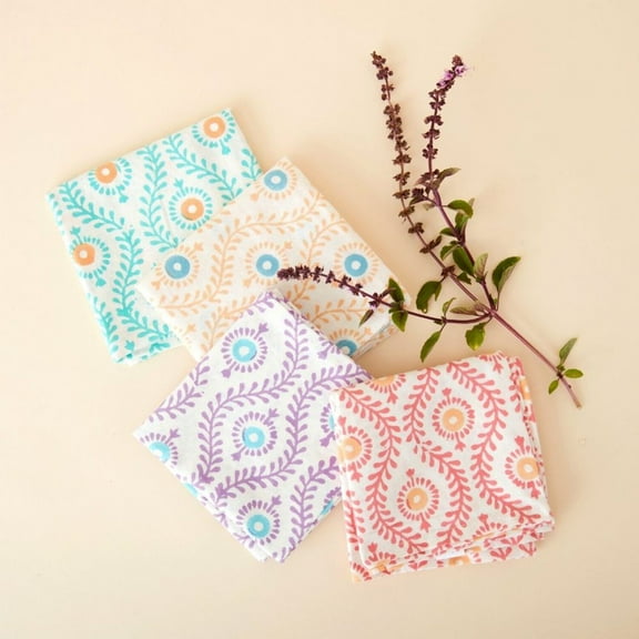 Colorful Motif Block Print Napkin Set