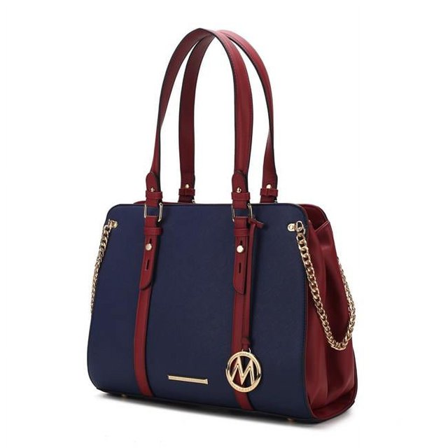 MKF Collection by Mia K. MKF-X733NV Sac à Main en Cuir Vegan Color Block pour Femmes