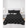 thumbnail image 2 of Quilts Queen Size Bedding Set, Black Plaid Reversible Summer Quilt 3 Pieces, Vintage Minimalist Solid Geometric Striped Lightweight Bedspreads Coverlets with 2 Pillow Shams for All Seasons, 2 of 5