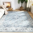 thumbnail image 6 of SIXHOME 5'x7' Area Rugs for Living Room Washable Rug Vintage Floral Medallion Rugs for Living Room Bedroom Distressed Retro Carpet Soft Fluffy Non Slip Accent Rug Thin Foldable Indoor Rug Blue, 6 of 7
